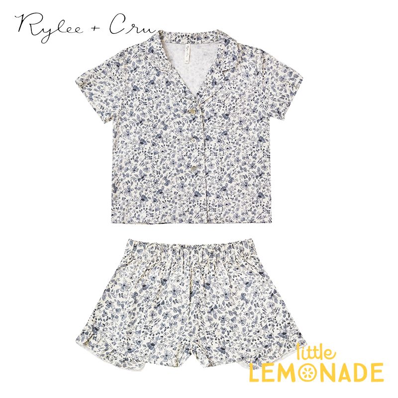 Blue Floral Bedtime Pajama Set Rc328vyb 21ss パジャマ 半袖 ライリー クルー おしゃれ 子供服 リトルレモネード アパレル Sale 永遠の定番モデル