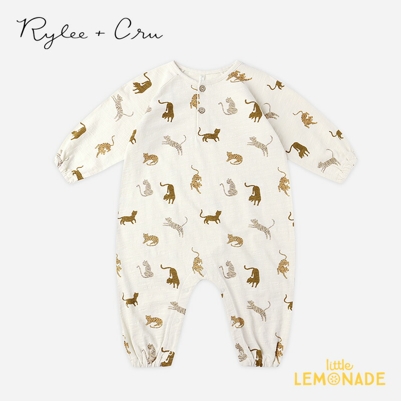 ライリーアンドクルー HENLEY JUMPSUIT (12-18か月) TIGERS ジャンプスーツ ロンパース Rylee＋Cru タイガートラ イラスト つなぎ 総柄 ベビー 子ども ベビー服 出産祝い 出産準備 リトルレモネード RC556WBMC AW25