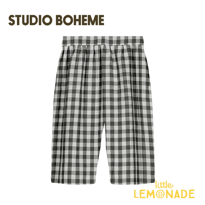 スタジオボエム PANTS COUSIN 【12か月,24か月,36か月,4歳】 GINGHAM パンツ ズボン 長ズボン ギンガムチェック ブラック ホワイト チェック柄 ベビー ベビー服 キッズ 子ども服 ガーゼ 2歳 3歳 女の子 男の子 夏服 オシャレ Studio Boheme SS26 リトルレモネード KTZ