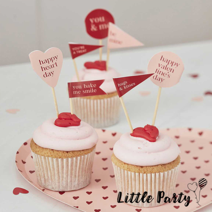 市場 カップケーキトッパー デコレーションキット ピンク Valentine カップケーキ バースデー バースデーケーキ バレンタイン 赤