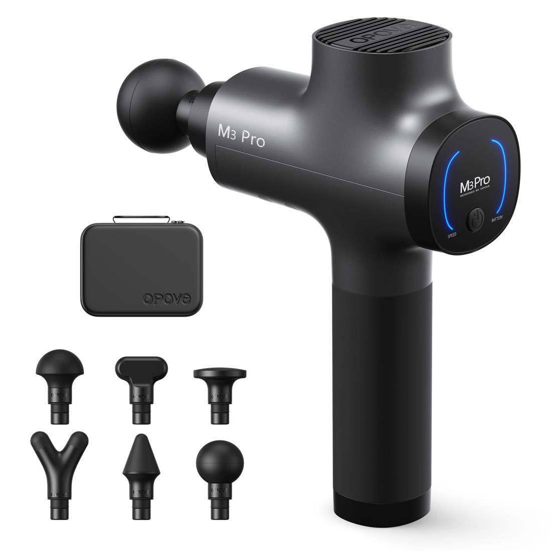 opove M3 Pro 2 筋膜リリースガン 12mm振幅 最大約32kg耐圧 2600mAh*6本大容量バッテリー 5段階強力振動 6種類アタッチメント ハンディガン 日本語取扱説明書付き(グレー)