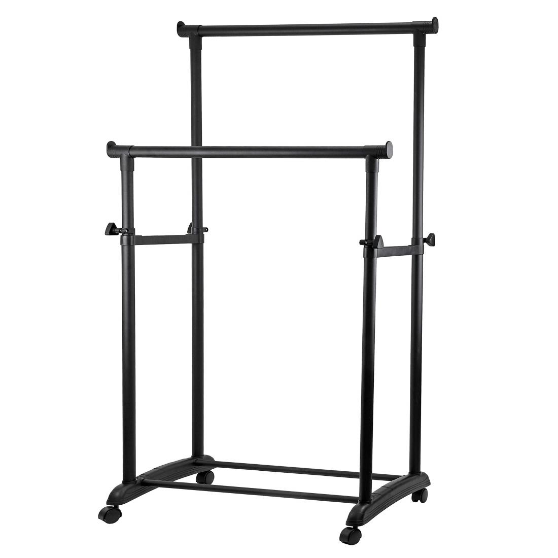【BLKP】 パール金属 ハンガーラック ダブル 限定 マット ブラック 総耐荷重 35kg 幅 80cm 極太 パイプ キャスター付き 高さ調節可能 BLKP 黒 N-7574 4,473円
