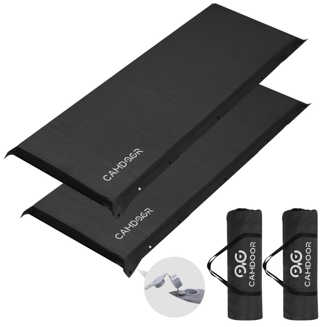 CAMDOOR キャンプ マット エアーマット 厚手 10cm【30秒自動膨張・より広い】R値 6.8 インフレーターマット 車中泊 コンパクト 自動膨張 キャンパー 無限連結可能 キャンプ用品 寝具エアーベッド 防水防潮 安全無臭 持ち運び便利 簡単収納 収納袋付き 2個セット