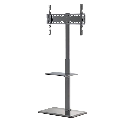 Afaloona テレビスタンド 壁寄せ テレビ台 ハイタイプ 32-75インチ対応 自立式 tv stand 耐荷重45kg VESA75x75mm~VESA600x400mm TVスタンド 高さ調節可能 左右回転 収納棚付き 黒(TCP01-2-M-A02)