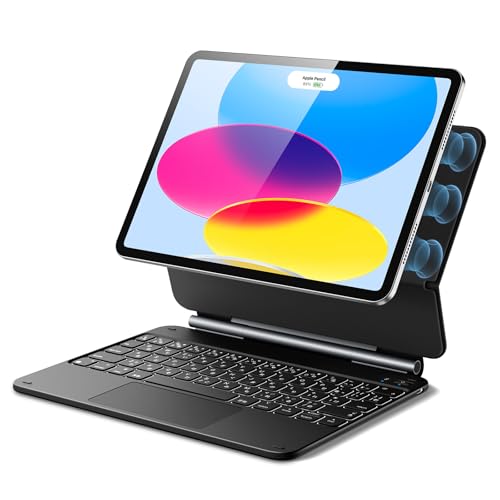 ESR iPad 第11世代(A16, 2025)/第10世代用キーボード付きケース、キーボード for iPad 10.9インチ、フローティングカンチレバースタンド、スプリンギーバックライトキー、マルチタッチトラックパッド、ブラック