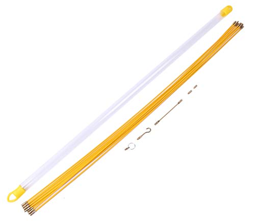 ［ムーク］ ケーブル索引具 1m×10本 配線 通線ワイヤー 10m 配線通し 通線ロッド 配線ガイド 先端アタッチメント付属 通線工具 MK-005 (1個10本セット)