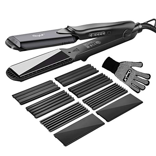 CkeyiN ワッフル アイロン ヘアアイロン 4WAYストレートアイロン 160℃-220℃ ウエーブ アイロン 海外 プロ仕様 PSE認証済み