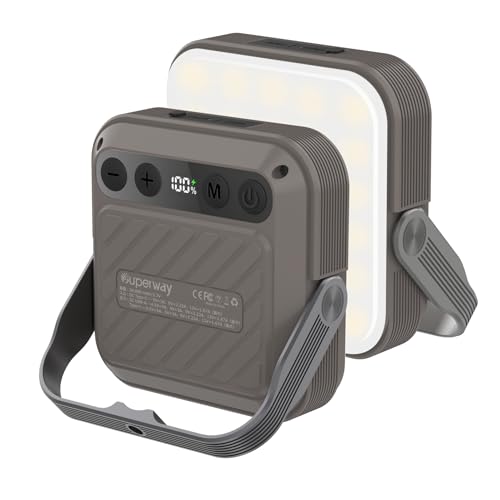 SUPERWAY 20000mAh led ランタンQC 3.0/22.5W 2024新登場 1600ルーメン 四色切替 昼光色 昼白色 電球色 赤色点灯 SOS IP65 防水 防災グッズ アウトドア ライト 電気量輝度数字表示 光色/輝度記憶 三脚接続可能 磁石内蔵 電気式ランタンKHAK