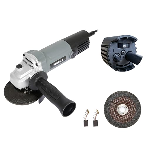 SENTOOL 変速ディスクグラインダー 100mm コード式 無段変速 7段階 1台で5役 AC100V 600W オフセット砥石(研削用）2枚付属 穴径15mm ベビーサンダー 研磨工具 アングルグラインダー TDG100V (7段階変速)