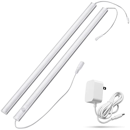 Monoc LED 人感センサーライト 40cm バーライト 金属 連結可能 明るい コンセントに接続 スリム 薄型 AC電源付き マグネット 貼り付け 室内/キッチン/棚下/台所/クローゼット/トイレ/玄関(昼光色/6000K)