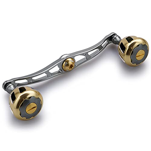 HEIGHTEN 130/120mm リール ハンドル 32mmノブ搭載 シマノ ダイワ アブガルシア 通用 ベイトリール 用 Wheel Series (ガンメタル&ゴールド) (530)