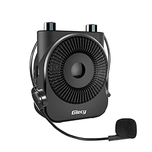 Giecy 拡声器 ポータブル、小型ハンズフリーメガホン 20W2600mah充電式バッテリー マイク付き ポータブルボイスアンプPAシステム、教師、ツアーガイド、ホスト、会議、学校活動、セミナー、ヨガ、野外活動、防災、教育などに最適！(黒) (G600)