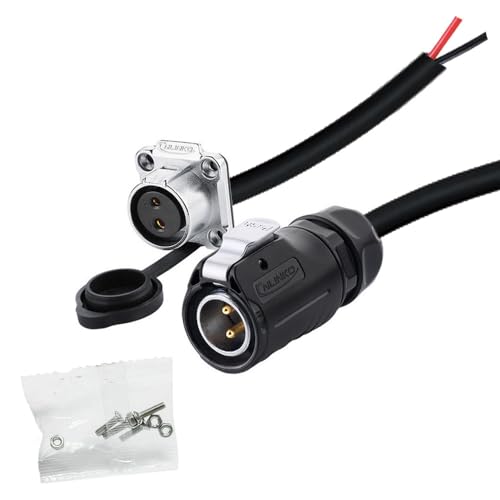 ハイパワー20A 25A防水の2芯電源防水コネクタ、2ピン工業円形LP-20オスプラグ&メスソケット、信号&電力AC DC、高性能工程プラスチック、車用外部電源、通信、医療、LED器具用(配線)