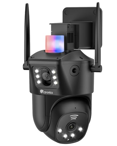 【二台カメラのコンビ】Ctronics 防犯カメラ 屋外 5GWi-Fi 監視カメラ 死角なし AI人体検知 自動追尾 PC 24時間全日録画 投光威嚇 スケジュール録画 夜間カラー撮影 APモード FHD1080P 双方向会話 家族共有 遠隔操作 クラウドストレージ128GB TF