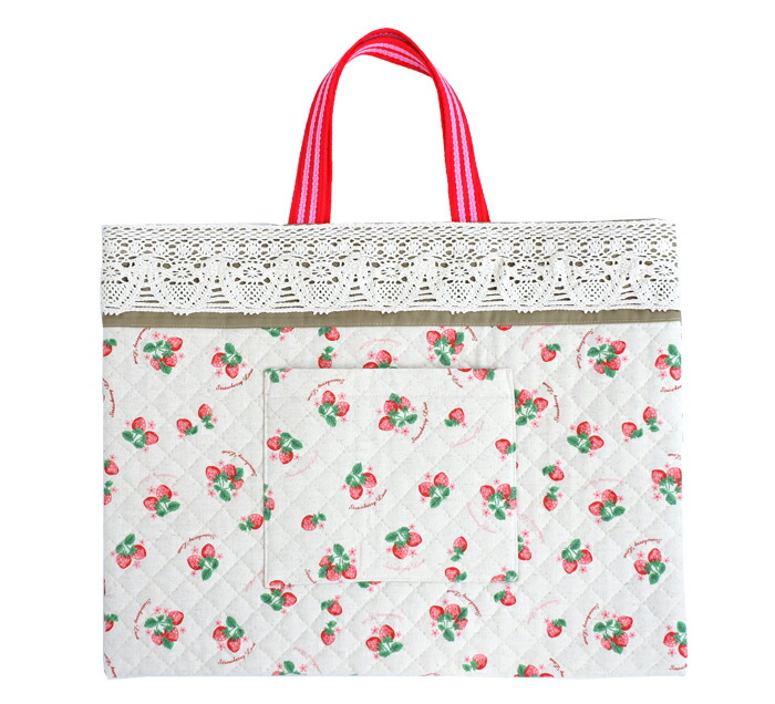 ハンドメイド レッスンバッグ トートバッグ いちご 092b1da9cf6e0a23d68fe92047ccda