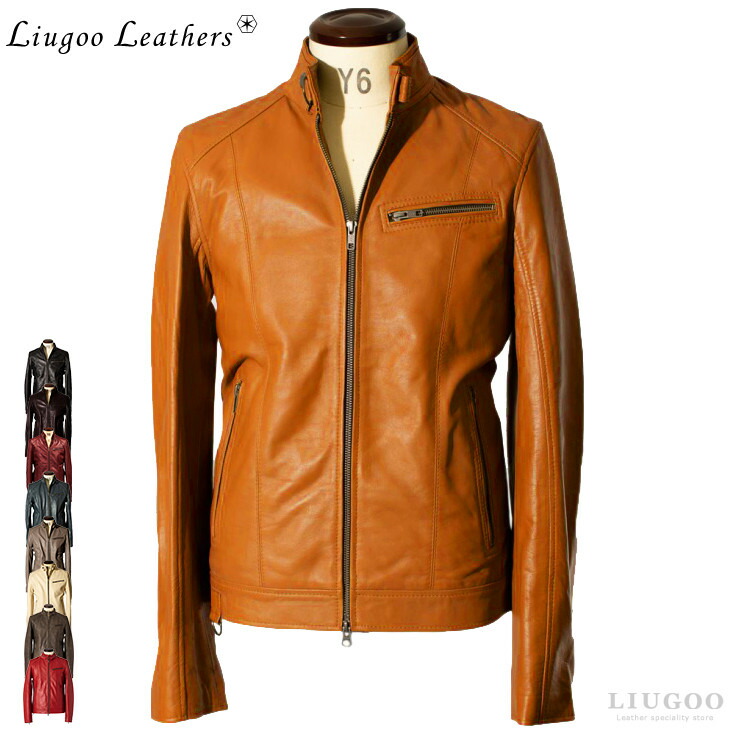 【20周年記念10%OFFクーポン】Liugoo Leathers 本革 シングルライダースジャケット メンズ リューグーレザーズ SRS07 軽くて柔かい！ シングルライダース ダブルライダース ライダースジャケット レザージャケット 革ジャン 皮ジャン 本革ジャケット 黒 ジャケット