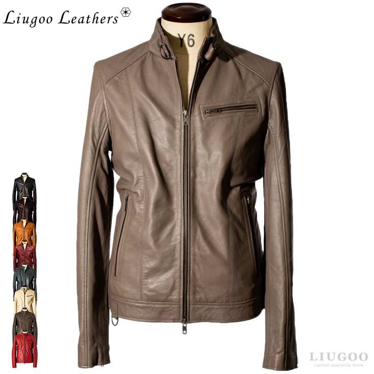 【20周年記念10%OFFクーポン】Liugoo Leathers 本革 シングルライダースジャケット メンズ リューグーレザーズ SRS07 軽くて柔かい！ シングルライダース ダブルライダース ライダースジャケット レザージャケット 革ジャン 皮ジャン 本革ジャケット 黒 ジャケット