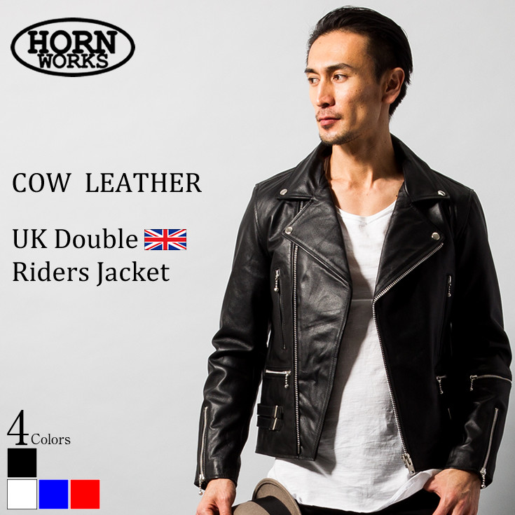 楽天市場】Horn Works 本革 ダブルライダースジャケット メンズ