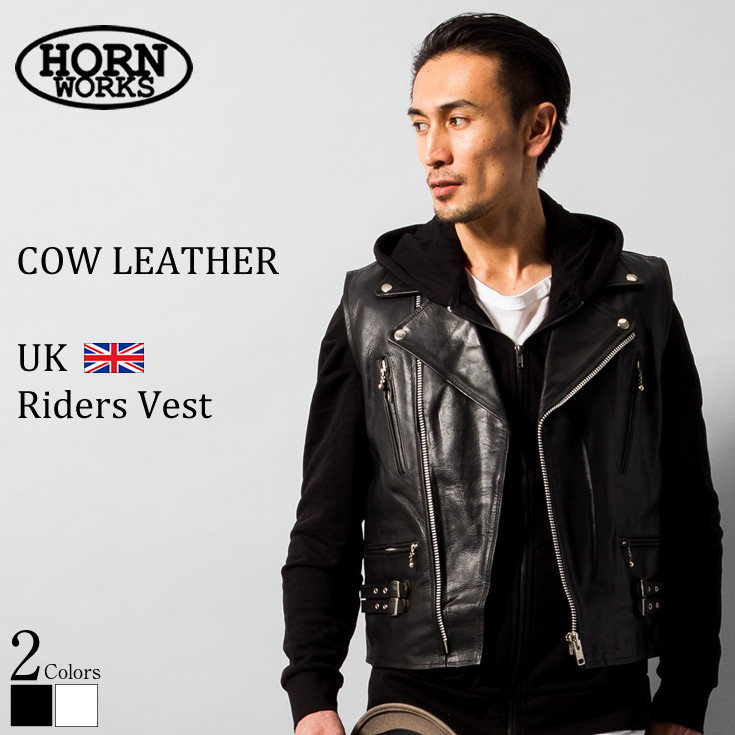 【希少】D&G レザーベスト ライダース イーグル ペイント 革ジャン ブラック 楽天市場】Horn Works 本革 ライダースベスト メンズ ホーン