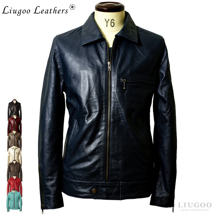 【20周年記念10%OFFクーポン】Liugoo Leathers 本革 UK襟付きシングルライダースジャケット メンズ SRY06A ダブルライダース ライダースジャケット レザージャケット 革ジャン 皮ジャン シングルライダース 本革ジャケット ブラック 黒 ジャケット アウター ブルゾン