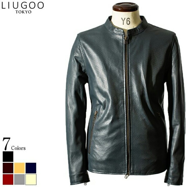 パンチング加工で夏でもサラッと気軽に着られるサマーライダース バイク 本革 ライディングジャケット 本皮ジャケット Liugoo 本革 メッシュレザー シングルライダースジャケット ジャケット メンズ Liugoo リューグー Srs09b 軽くて柔かい シングルライダース ダブル