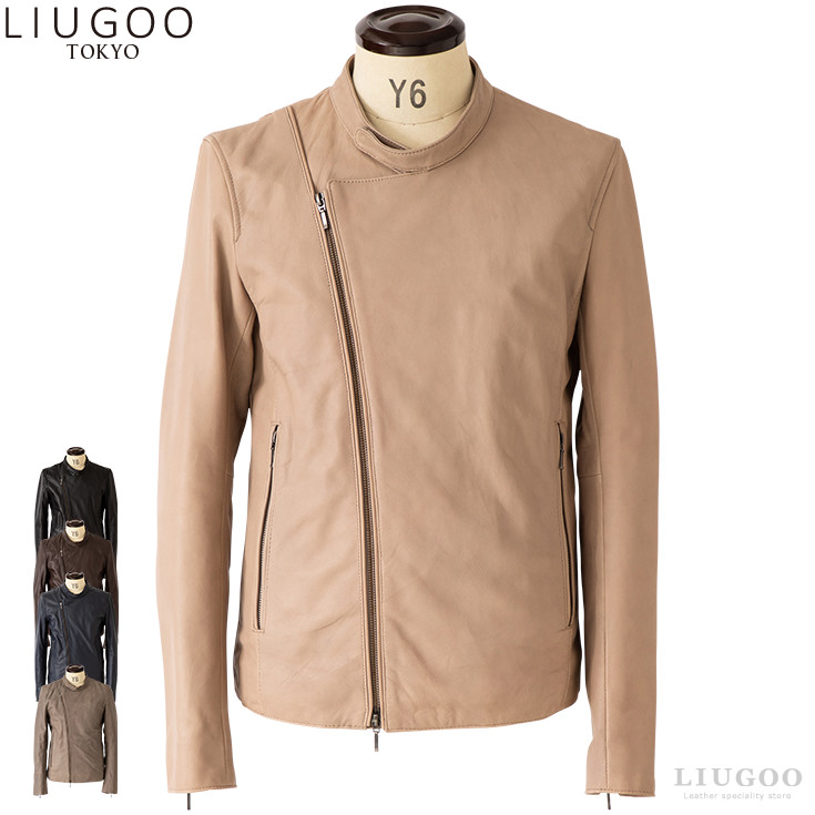 【20周年記念10%OFFクーポン】LIUGOO 本革 キャスケード ダブルライダースジャケット メンズ リューグー DRY15A レザージャケット ライダースジャケット 革ジャン 皮ジャン 本革ジャケット 黒 天然本皮 リアルレザー アウター 海外発送可｜レザージャケットのリューグー
