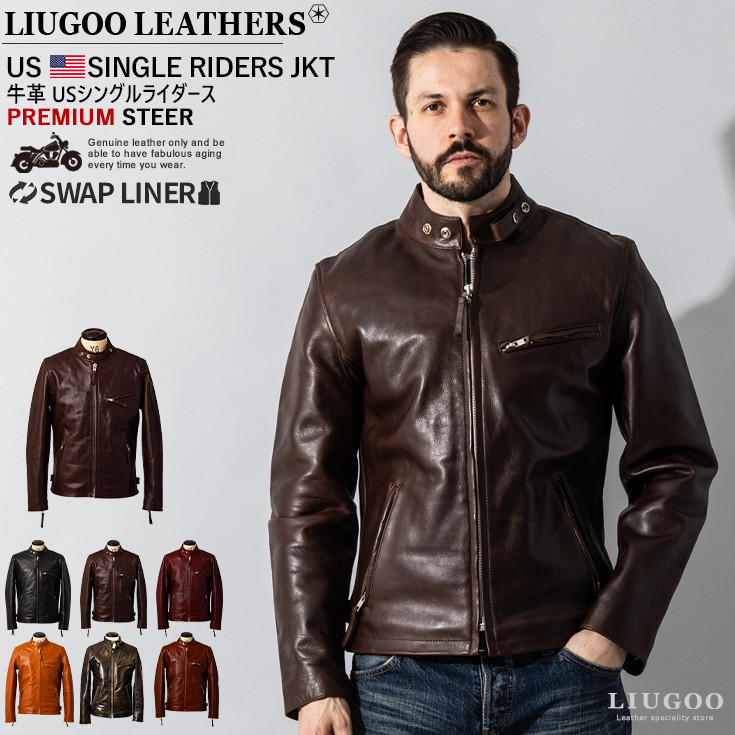 LUKER ブラックレザー シングルライダースジャケット Lサイズ新品未使用 Liugoo Leathers 本革 高機能防寒仕様襟ボアハイネックシングル