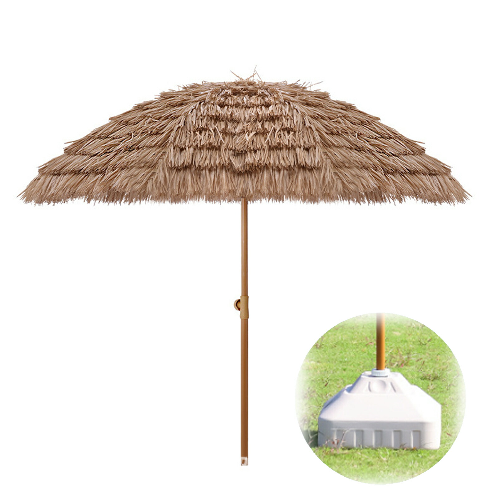 LIVART 鉄製 ハワイアンパラソル 日傘 Φ145cm 180cm 216cm 270cm デタッチャブル ビーチパラソル UVカット 機能付 日よけ パラソル天然素材の草葺き日除け傘 ナチュラルな雰囲気を演出し 屋外空間を快適に