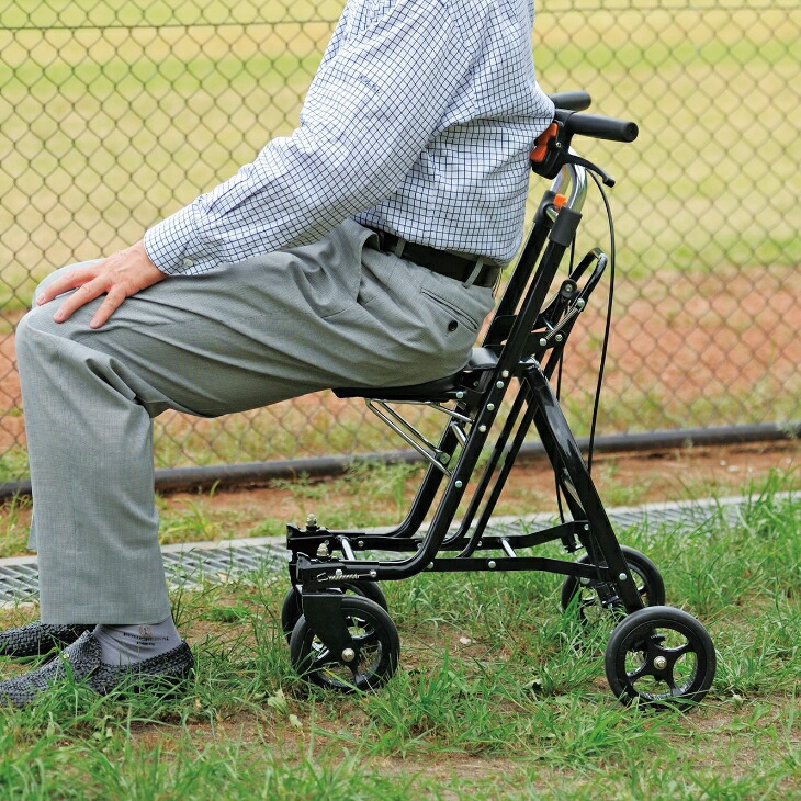 シルバーカー スタッグ 座れる 手押し車 折りたたみ シルバーカート 歩行器 腰掛け アルミ製 ハンドル高さ調節 ブレーキ付き 介護用品 高齢者