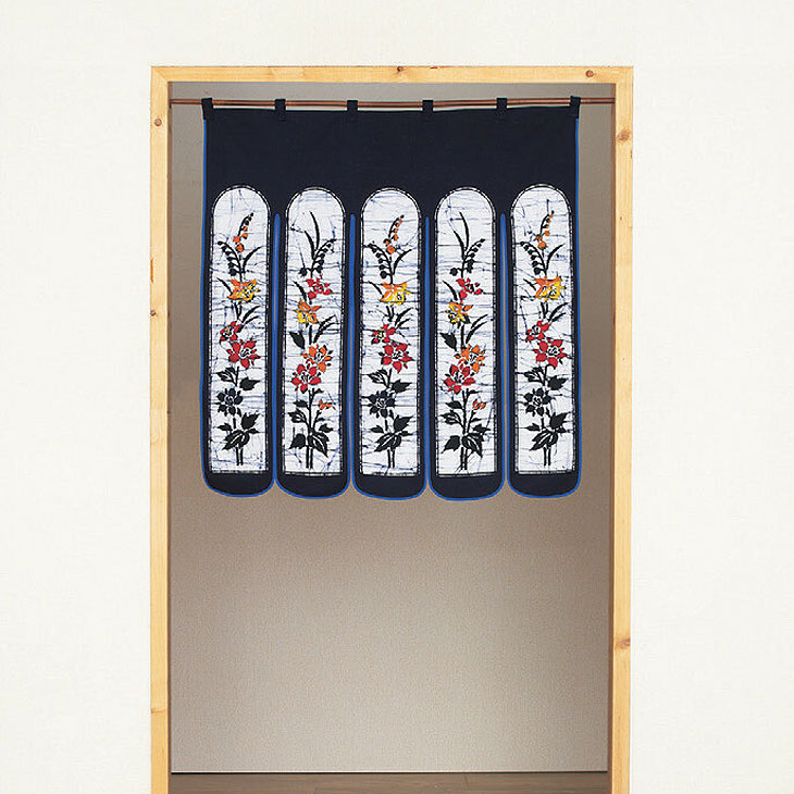 楽天市場】ろうけつ染めのれん カーネーション柄 のれん 花柄 和風
