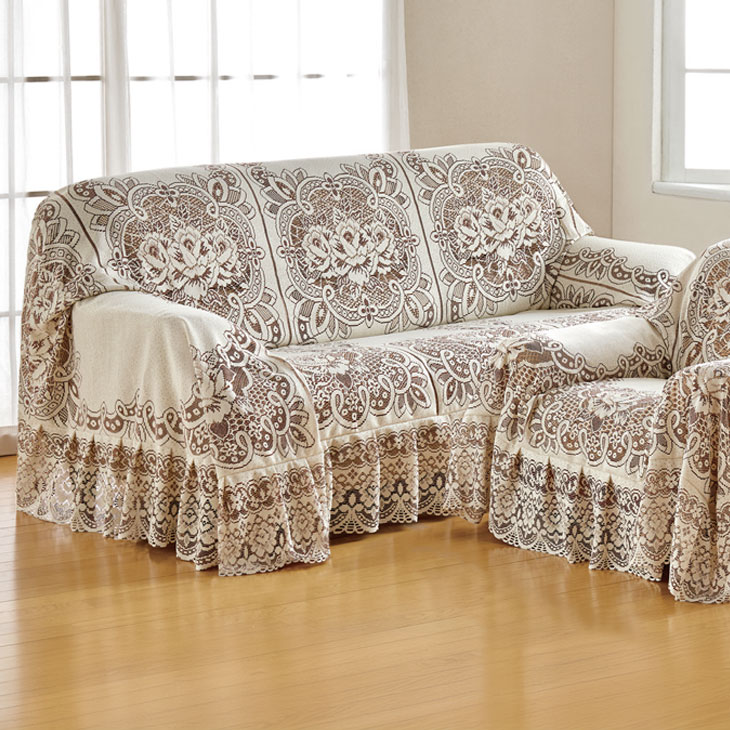 楽天市場】カチオンレース ソファカバー 3人掛け用 フリル付き 抗菌