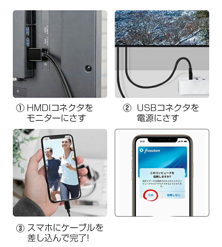 楽天市場 一体型 Iphone Hdmi変換ケーブル 充電しながら使える 長さ2m Ipad Hdmi Usbケーブル Av 変換アダプタ テレビ 接続 ケーブル アイフォン プロジェクター ビデオデッキ Youtube Tv出力 画面と音声同時出力 ミラーリング カーナビで使用 1080p高解像度 Ios13 設定