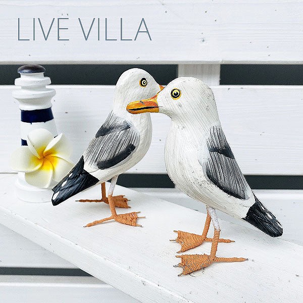 楽天市場】カモメ 置物 鳥 オブジェ 木製 木彫り かわいい 動物 置き物