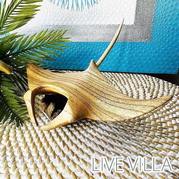 木の置物？　木　置物 楽天市場】木彫り マンタ エイ 木 ウッド オブジェ 置き型 置物