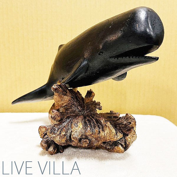 クジラ 鯨 置物 オブジェ　ハワイ ウッド クジラのしっぽ[オブジェ くじら 鯨 魚 木製ハワイ サーフ フラ