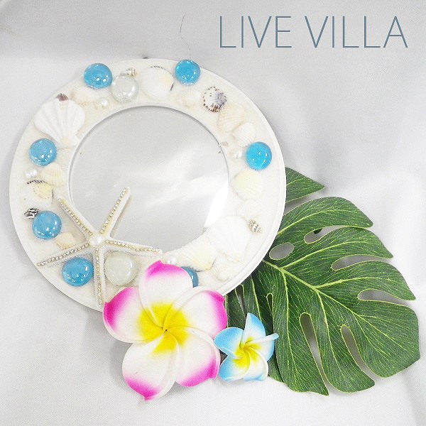 楽天市場】シェルとシーグラスのデコレーションミラー : アジアン