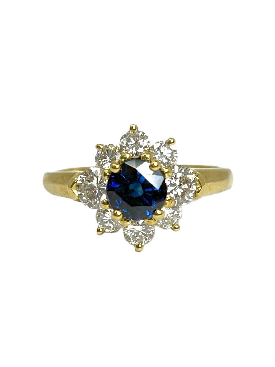 K18 ゴールド サファイア1.02ct ダイヤ1.10ct リング 指輪 サイズ11号 ジュエリー ソーティング付 アクセサリー 宝石