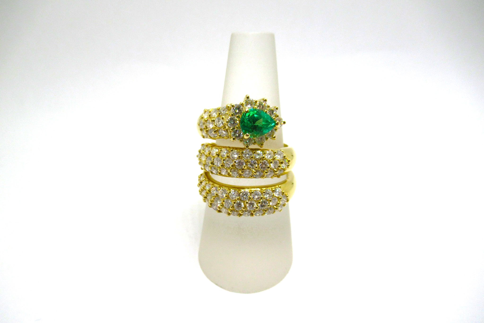 ダイヤモンドリング ダイヤ 2.24ct エメラルド 0.69ct K18 #9 #10 Aランク|Livie 店