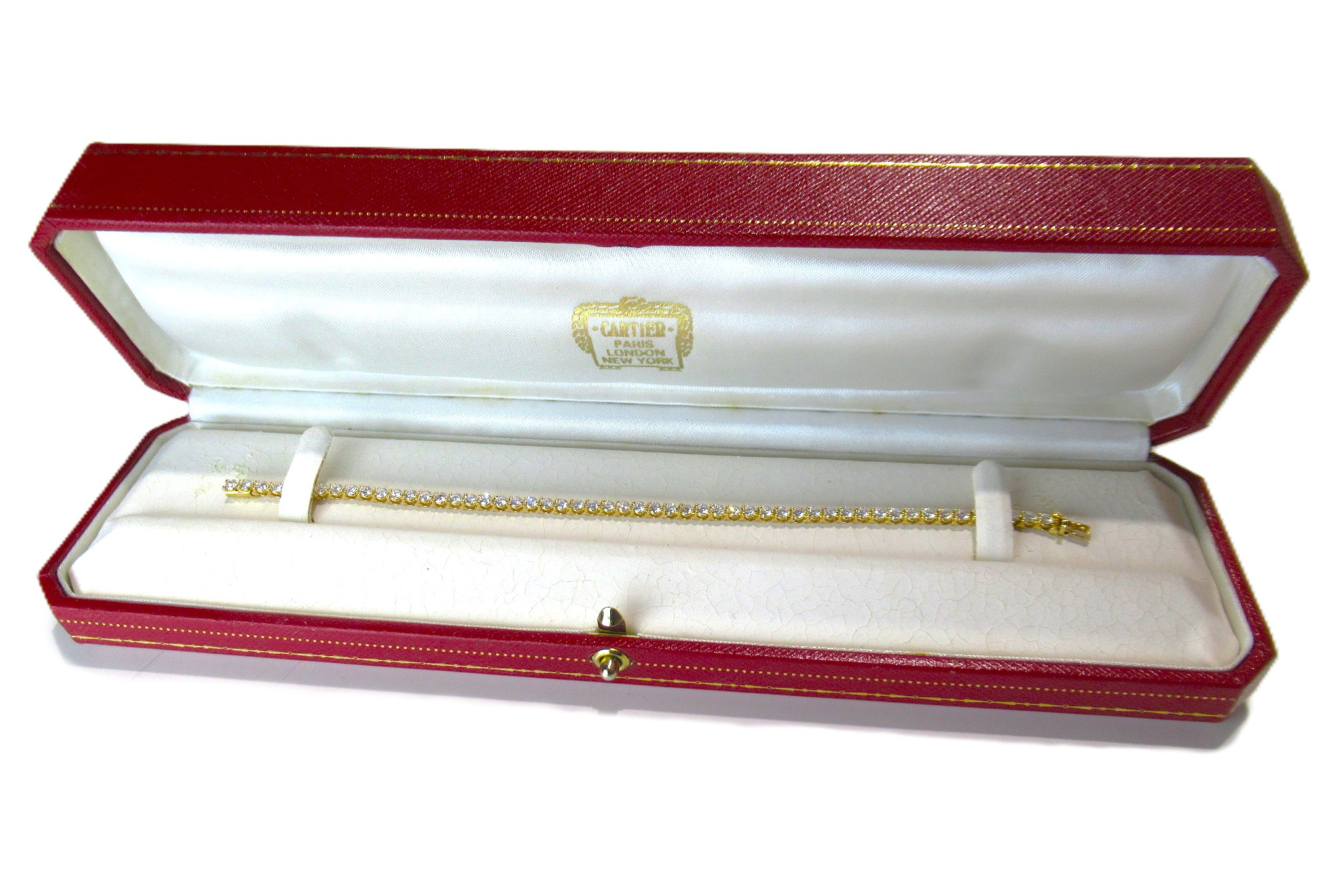 【新品仕上げ済】 カルティエ Cartier 18K YG ダイヤ テニスブレスレット ブレスレット ユニセックス BOX付き ランクA|Livie 店