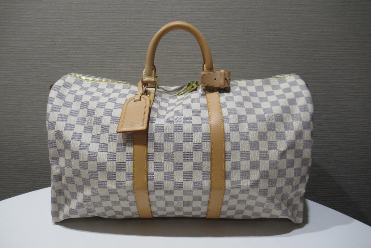 ルイヴィトン LOUIS VUITTON キーポル50 N41430 ダミエ ボストンバッグ 旅行かばん ホワイト 中古 ランクA