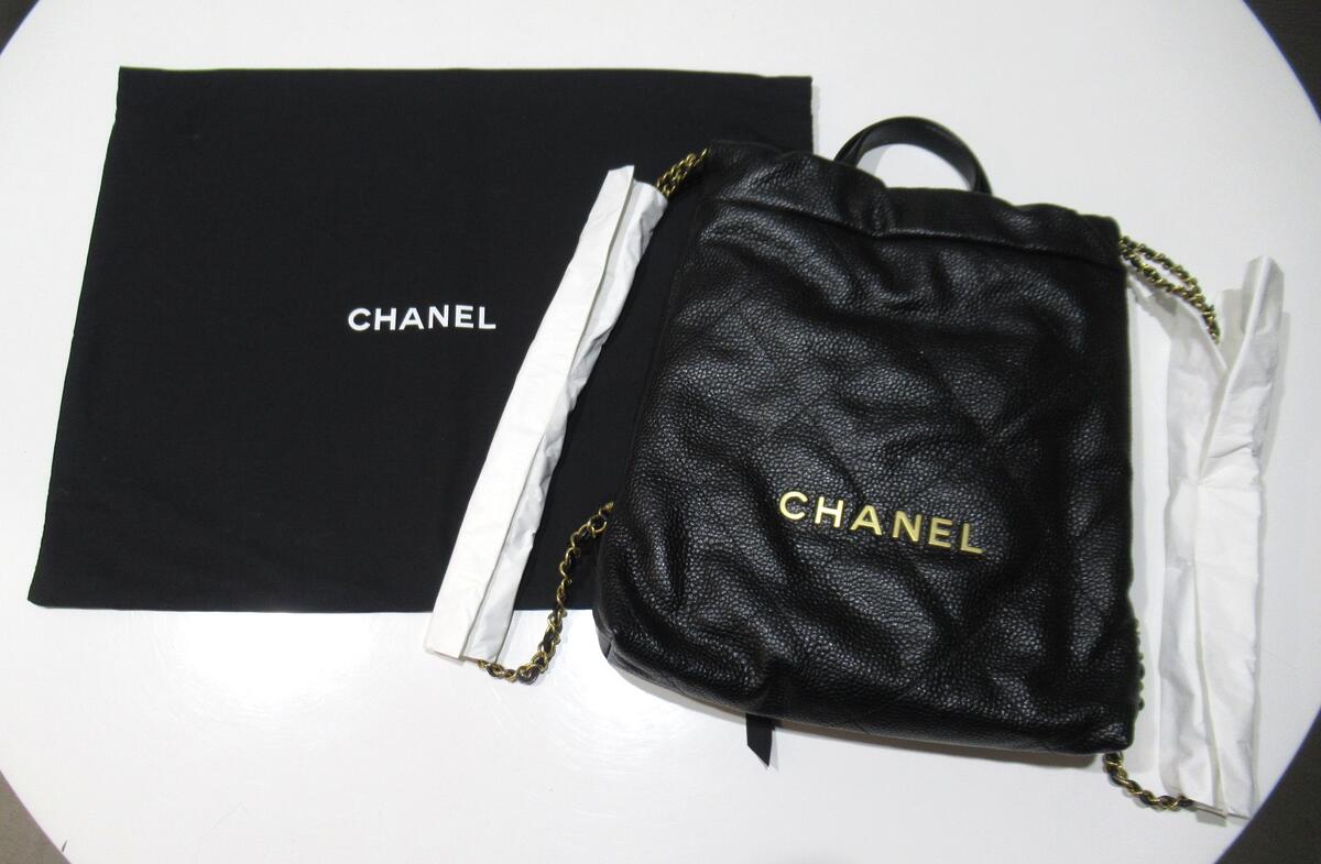 【未当てはめる】 シャネル CHANEL 22 AS3859 御徒面子容器に並べる キャビア人はだ 背嚢 黒いこと ゴールド金具