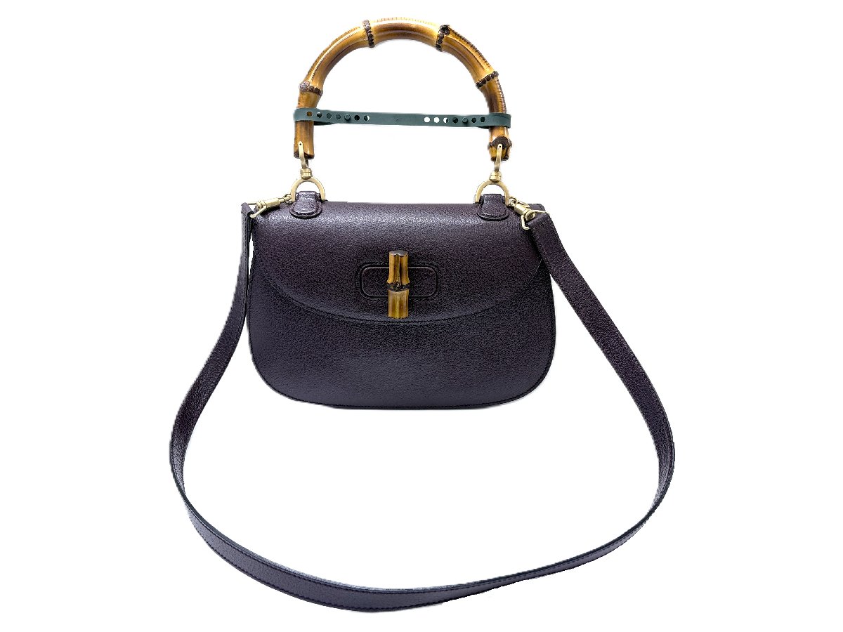 グッチ GUCCI バンブー いの一番手持ち部分 2way 銀鏡付き添い人 ショルダーバッグ ハンドバック 紫 中古 序列付けるA