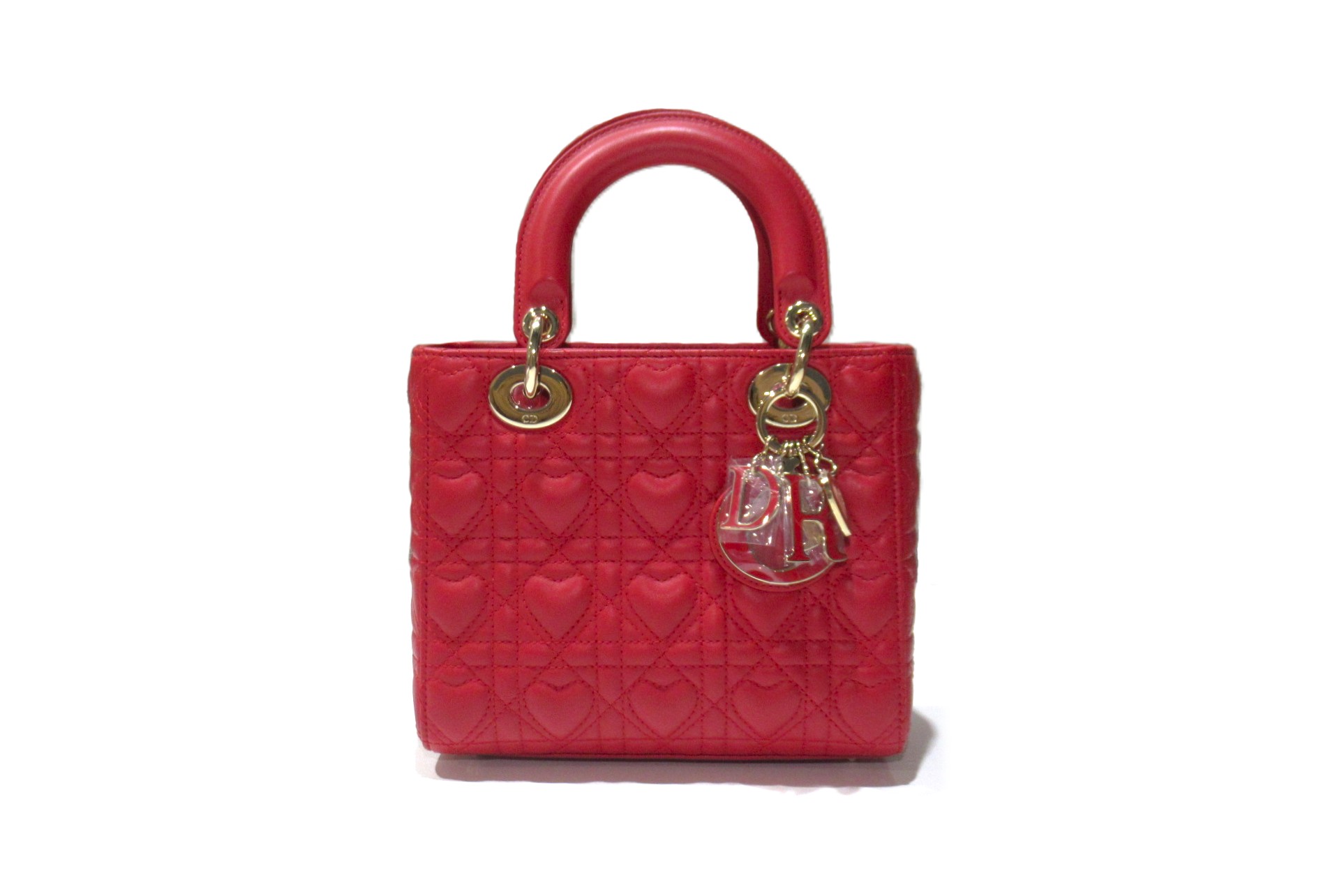 Christian Dior 　クリスチャン・ディオール 　レディディオール　MyABCDiorスモール　シープキルト　レッド　ゴールド金具　ランクSA
