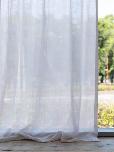 ナツソビク 麻のカーテン フラット スタイル レイ03薄雲