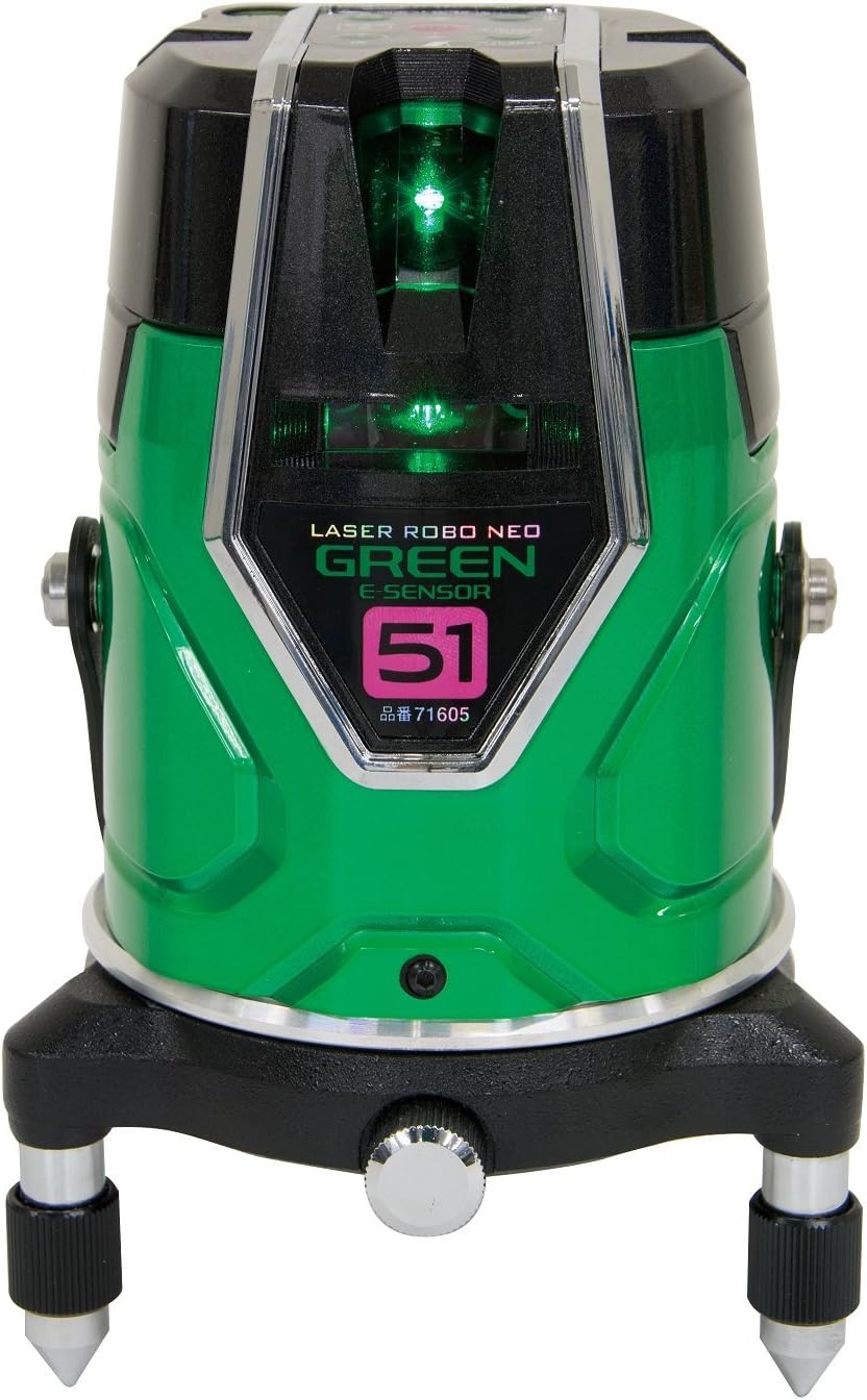【 訳あり】 シンワ レーザ墨出し器 レーザーロボ 緑であること LASER ROBO GREEN Neo E Sensor 51 縦・横・大矩・通り道芯×2・地墨 71605 墨出器