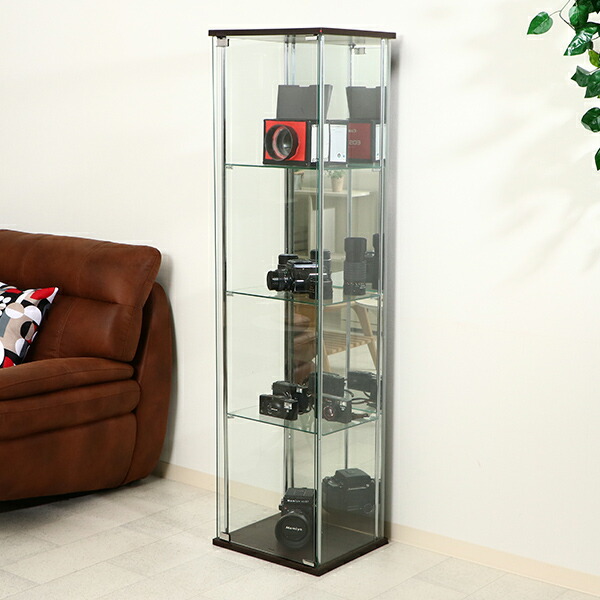 楽天市場】収納家具 ガラスディスプレイケース 4段 ハイタイプ クリア