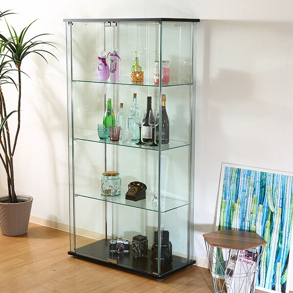 楽天市場】収納家具 ガラスコレクションケース 4段 背面ミラー付き