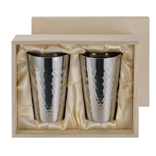 【送料無料】Titanium Cup チタン2重カップ2PCセット【木箱入り】/ASAHI/TW-2/カップ コップ ストレート ビアカップ タンブラー 2重構造 チタン 保温 保冷 国産 日本製 燕 アサヒ｜Living links（リビングリンクス）