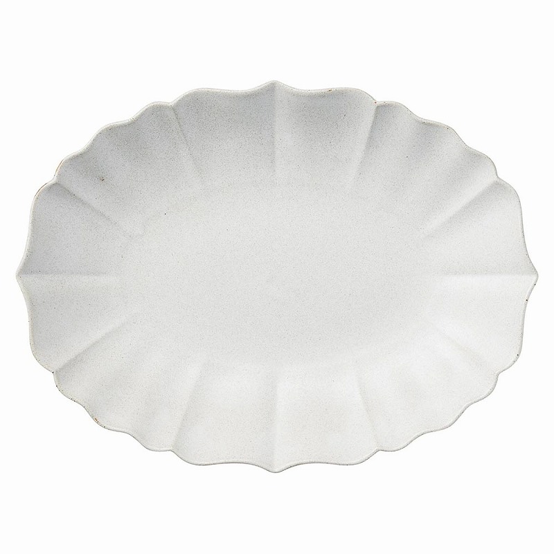 アンティーク 大皿楕円カットガラス 大正昭和初期 プレスガラス刺身皿 アンティーク楕円