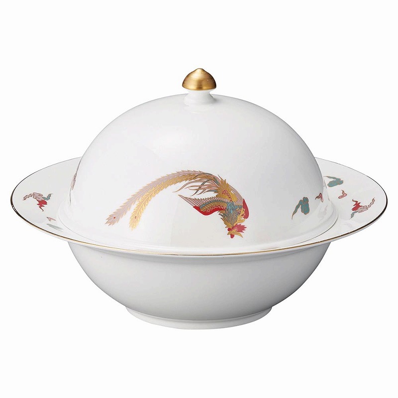 金彩鳳凰（最高級ボーンチャイナ）　蓋付スープボール｜リビングプラザ店